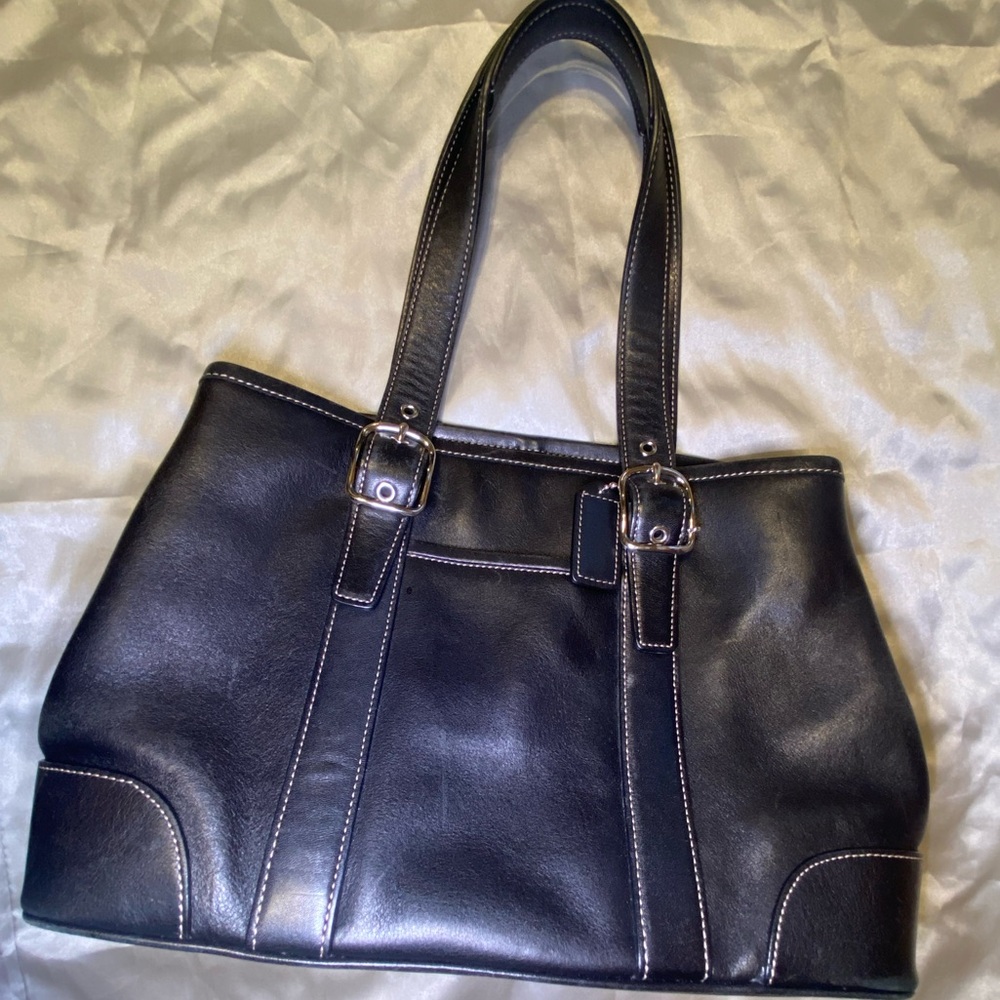Coach Black Leather Tote Bag